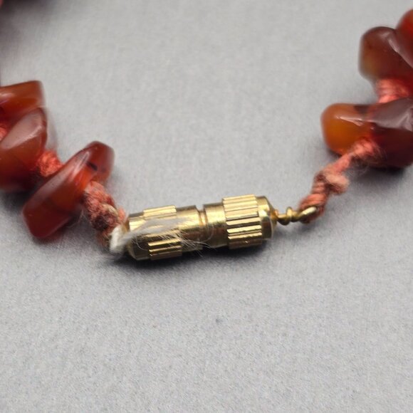 VTG Carnelian Chunk 11mm Bead Handtied Necklace 19" Natural Gemstone 92g - Picture 7 of 8